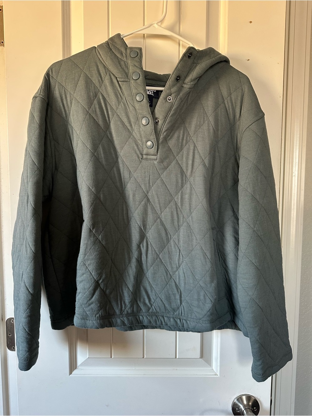 Quilted Hooded Pullover Jacket - blue gray